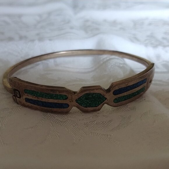 Vintage Turquois and Silver Bracelet Alpaca Mexico - Picture 1 of 1